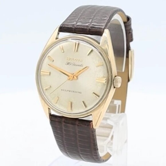 Vintage 33mm Bulova 30 Jewel Men's Automatic Wristwatch 10BZAC Steel & 10k RGP